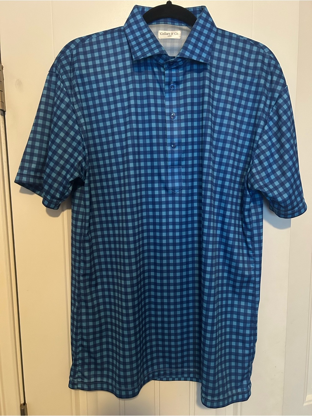 Collar & Co. Blue Check Short-Sleeve Button-Down Shirt